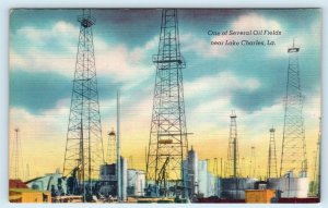 LAKE CHARLES, Louisiana LA  One of Several OIL FIELDS nearby ca 1940s Postcard