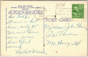 1951 Chili Red Pepper Drying In Front Of An Adobe Home Posted Postcard