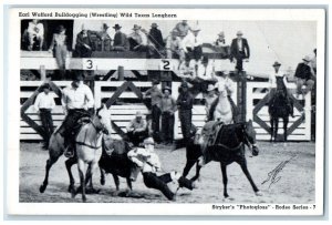 Earl Wofford Bulldogging Wrestling Wild Texas Longhorn Rodeo Styker's Postcard