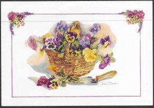 US  unused. Pansies Basket.  Support Cystic Fibrosis Research.