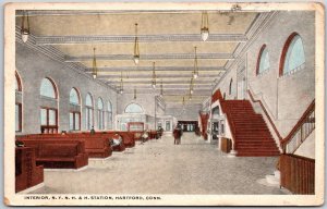 1916 Interior N. Y. N. H. & H. Station Hartford Connecticut CT Posted Postcard