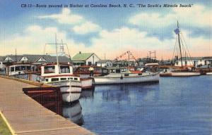 Carolina Beach North Carolina Boats Moored Pier View Antique Postcard K50655