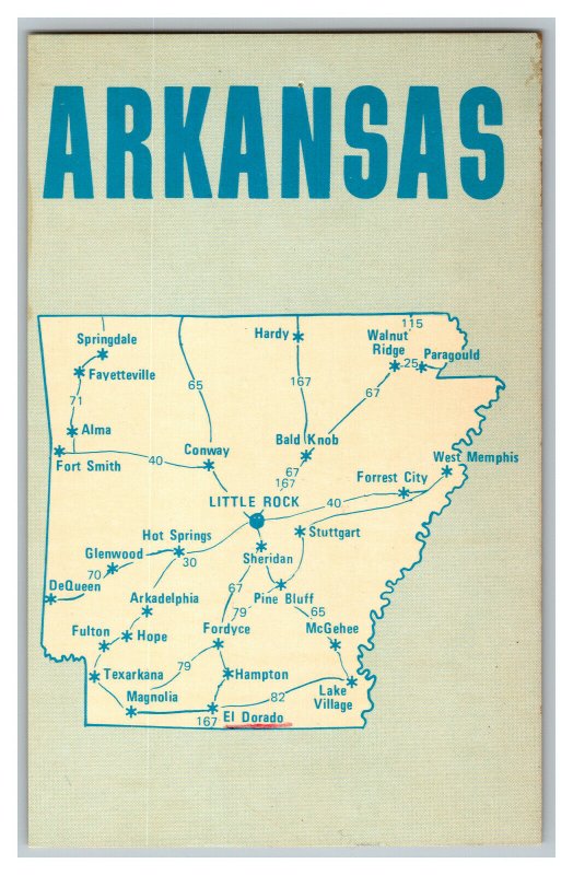 Postcard AR Arkansas Vintage Standard View Card Map  