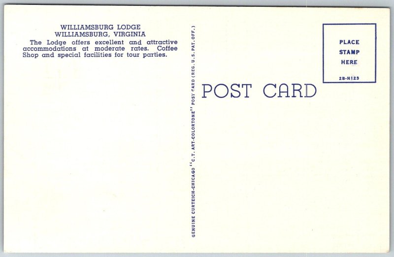 Williamsburg Virginia 1940s Postcard Williamsburg Lodge