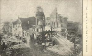 Utica NY YMCA Fire Ruins 1907 Postcard
