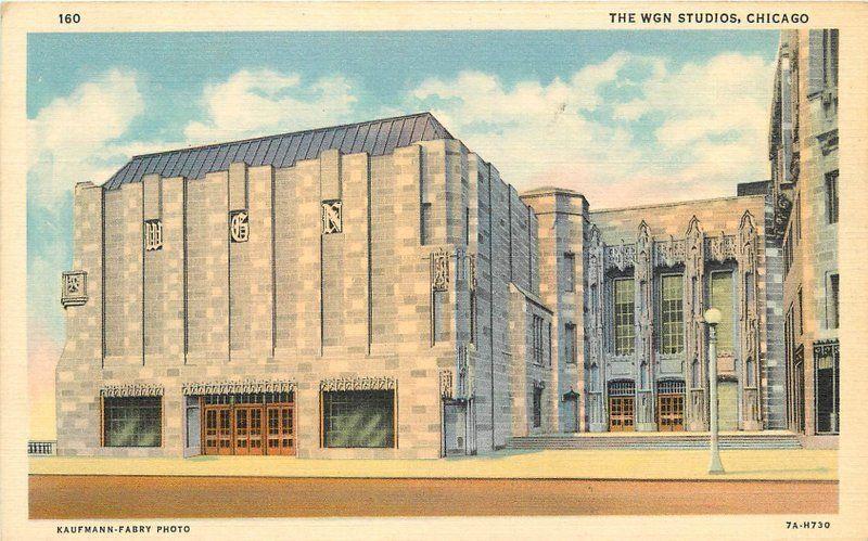 Chicago Illinois 1940s Radio WGN Studio Stoll linen Teich postcard 2849