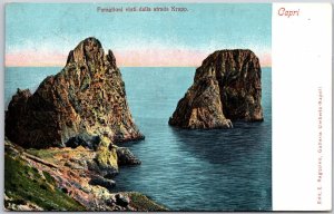 Faraglioni Visti Dalla Strada Krupp Capri Italy Attraction Postcard