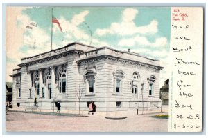 1906 Post Office Exterior Building Road Elgin Illinois vintage Antique Postcard 