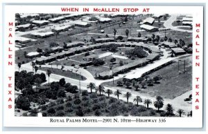 c1940 Aerial View Royal Palms Motel 10th Highway Exterior McAllen Texas Postcard