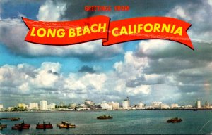 California Long Beach Greetings With Skyline Of Downtown 1975