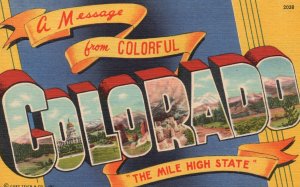 A Message From Colorful Colorado Greeting The Mile High State Vintage Postcard