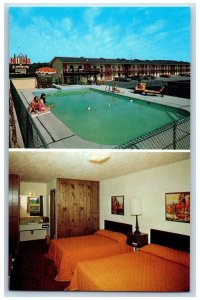 Branson Missouri MO Postcard Hi-Ho Motel Swimming Pool Guest Room c1960s Vintage