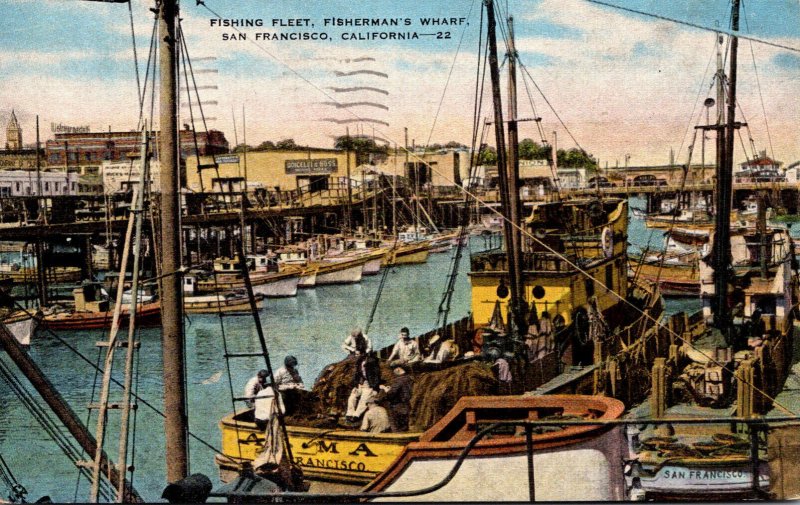 California San Francisco Fisherman's Wharf The Fishing Fleet 1945