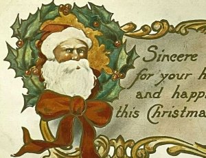 Vintage Christmas Postcard Santa Claus Embossed Early 1900s (ca.1908)