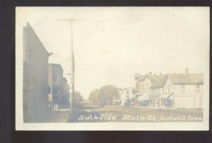 RPPC ROCKWELL IOWA DOWNTOWN MAIN STREET SCENE REAL PHOTO POSTCARD