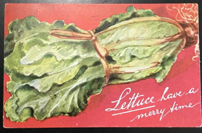 Postcard Used “Lettuce have a merry time”  LB