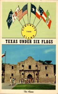 USA Texas Under Six Flags The Alamo Chrome Postcard 08.54