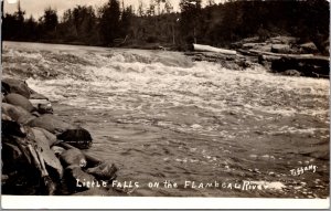 Real Photo Postcard Little Falls on the Flambeau River near Winter, Wisconsin
