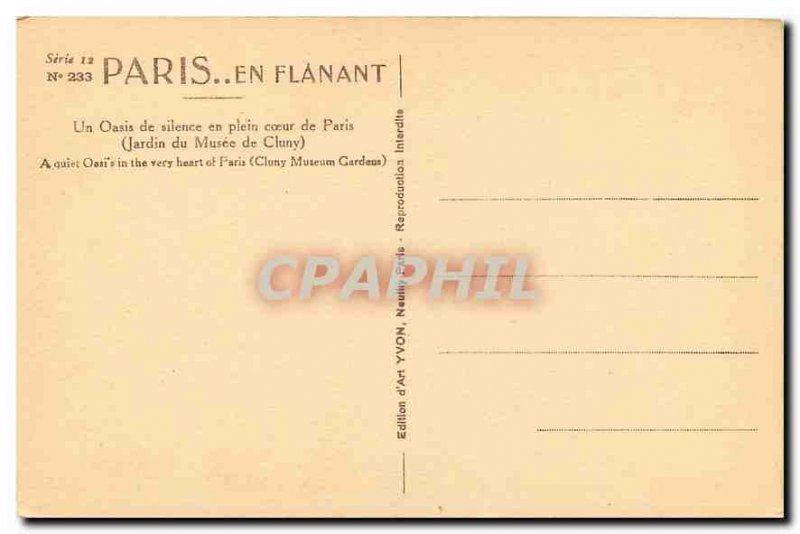 CARTE Postale Old Paris Strolling Silence oasis in the heart of Paris Jardin ...