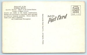 2 Postcards EUREKA, Kansas KS ~ Roadside EUREKA MOTEL ca 1940s Linens