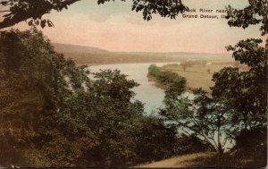 Illinois Rock River Near Grand Detour Hancolored Albertype