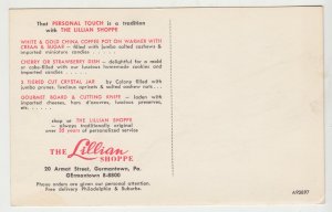 P3029, vintage postcard advertising treats the lillian shop german town penn