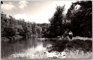 Graettinger IA-Iowa, Des Moines River Tree Lined, Photo RPPC, Vintage Postcard
