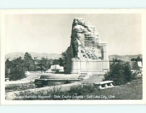 Pre-1950 rppc MORMOM BATALLION MONUMENT Salt Lake City Utah UT v5073