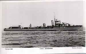 RPPC Photo British Royal Navy HMS Wanderer D74 Destroyer WWI