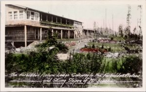 Forbidden Plateau Lodge Vancouver Island BC Mt Beecher Gowen RPPC Postcard H55