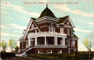 Postcard Home of William Jennings Bryan, Fairview in Lincoln, Nebraska
