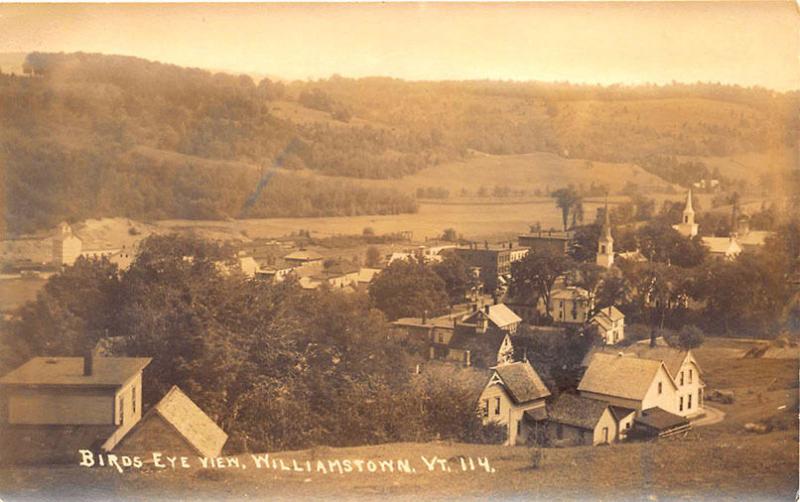 Williamstown VT Birdseye View Eastern Illustrating Publisher Real Photo Postcard