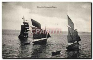 Postcard Old fishing boat fishing boat Depart