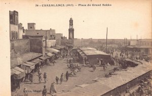 Morocco Casablanca 1913 Place du Grand Sokko  vintage postcard
