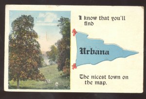 URBANA MISSOURI BLUE PENNANT VINTAGE POSTCARD ROBERTSON PRESTON MO.