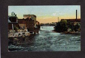 NY Black River Waterfalls Falls Watertown New York Postcard