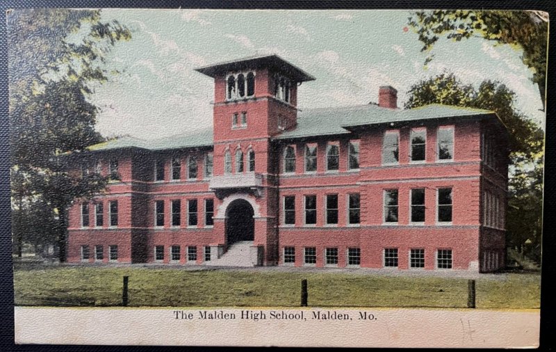 Vintage Postcard 1910 Malden High School, Malden, Missouri (MO)