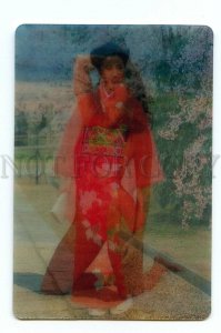 498262 1989 Japanese girl beach kimono rare Japanese ed. 3D two-species CALENDAR