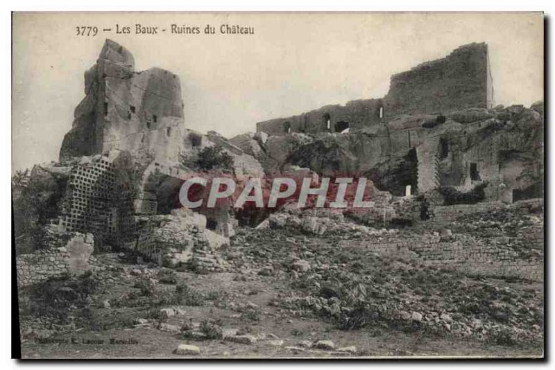 Old Postcard Les Baux Ruins of Chateau