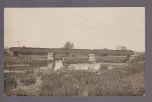 Gladbrook IOWA RPPC 1909 NEW RAILROAD BRIDGE River nr Marshalltown Traer IA