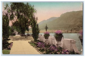 1925 The Broadmoor Hotel Colorado Springs CO, Garden Scene Hand Colored Postcard