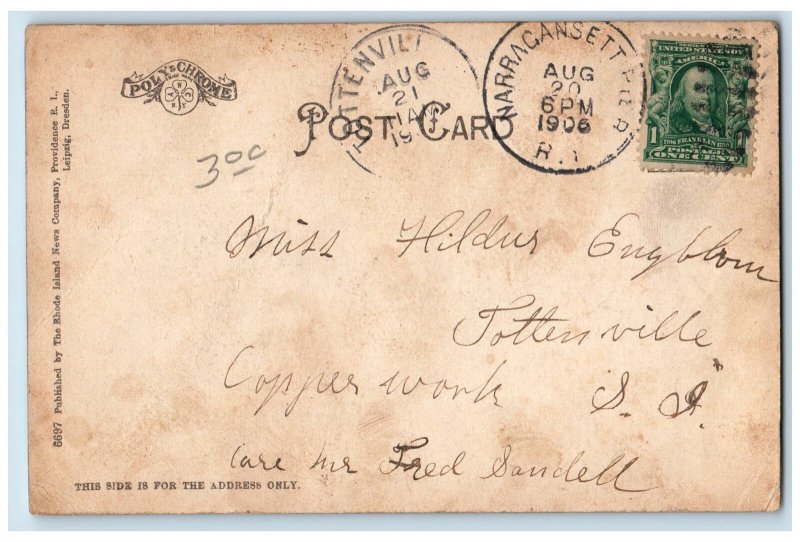1906 Imperial Hotel Exterior Narragansett Pier Rhode Island RI Posted Postcard