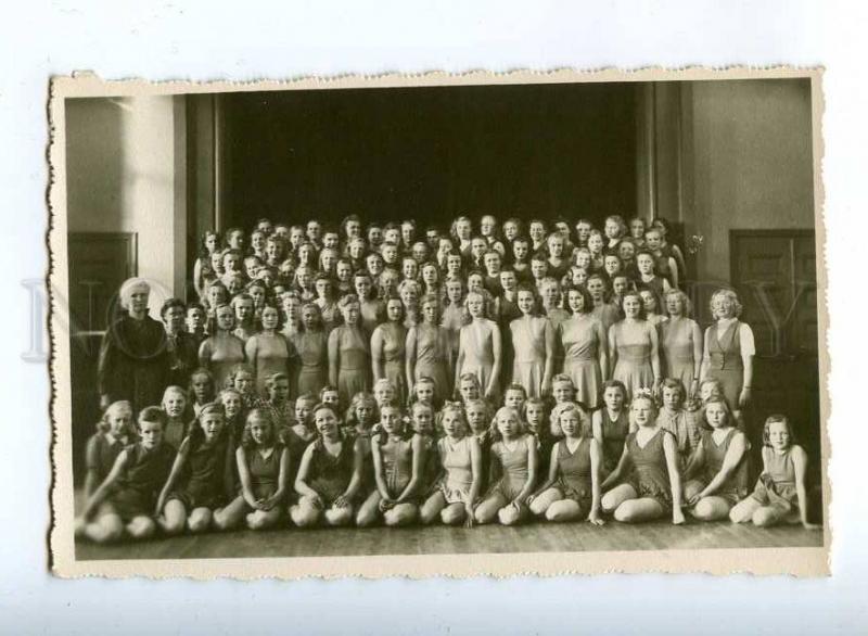 206649 RUSSIA girls Gymnastics team Vintage photo postcard