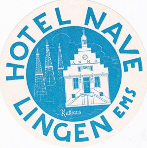 Germany Lingen Hotel Nave Vintage Luggage Label sk2557