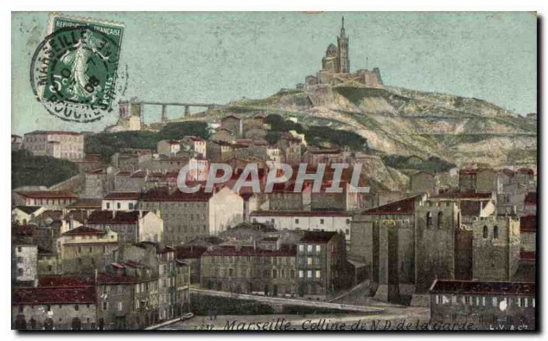 Postcard Old Marseille Hill N D of the Guard