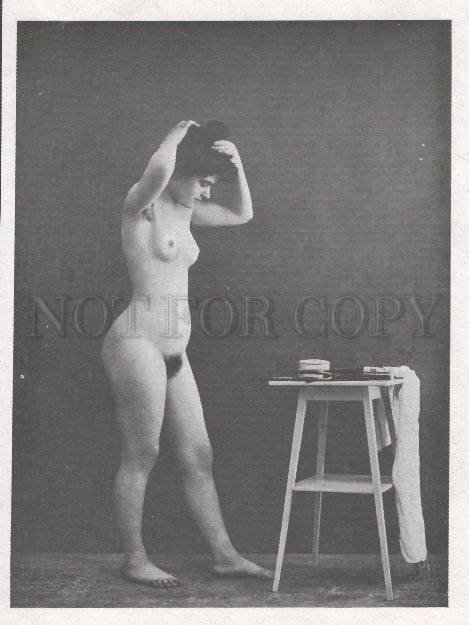 092719 ART NOUVEAU FRENCH NUDE RISQUE GIRL long hair Vintage