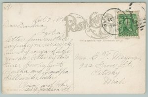 Waukegan Illinois~Lake County Courthouse~Children on Corner~Clock Tower~1908