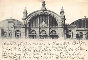 Germany 1898 Frankfurt a M Der Hauptbahnhof Train Station vintage postcard C312