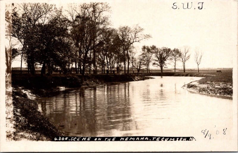 Real Photo Postcard Scene on the Nemaha River in Tecumseh, Nebraska