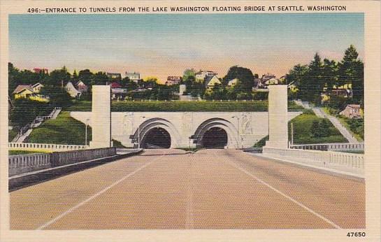 Entrance To Tunnels From The Lake Washington Floating Bridge At Seattle Washi...